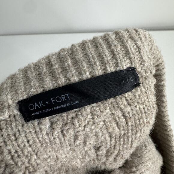 Oak + Fort Cable Knit Crewneck Sweater Mens Large Tan Pullover Neutral Oversized - Picture 10 of 12